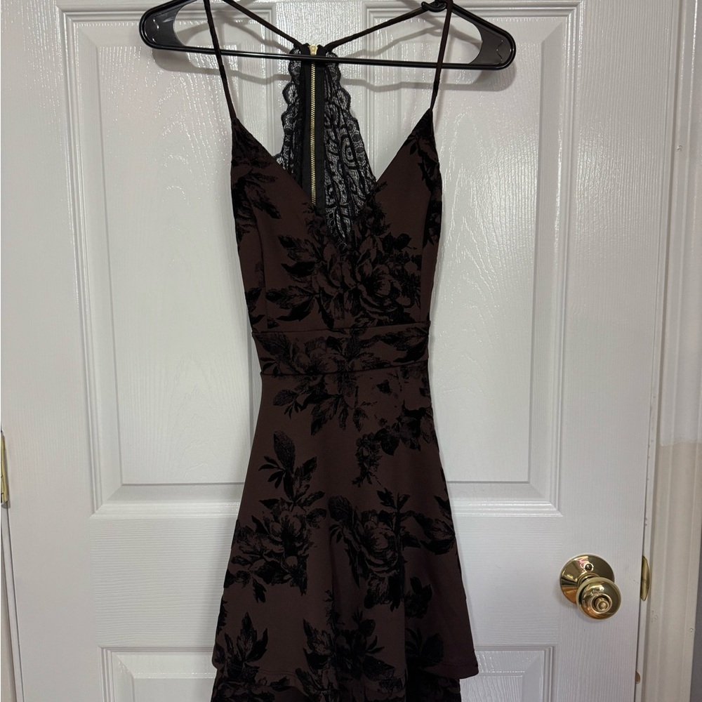 Windsor Brown and Black Fit and Flare Mini Dress